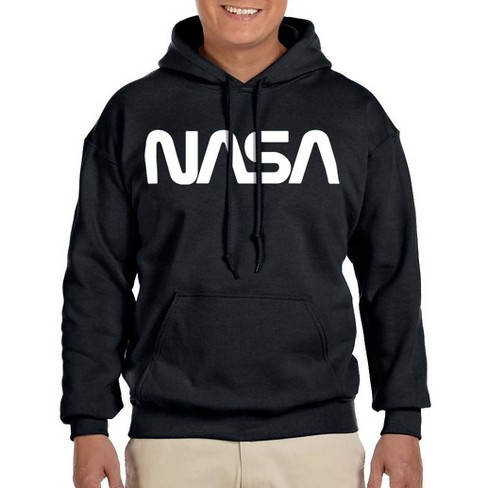 NASA Mens Space Fashion Logo Pocket Sweatshirt Hoodie Pullover Small Black