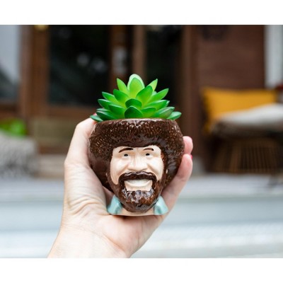 Ceramic Cube Planter with Plastic Succulent for Christmas Decor