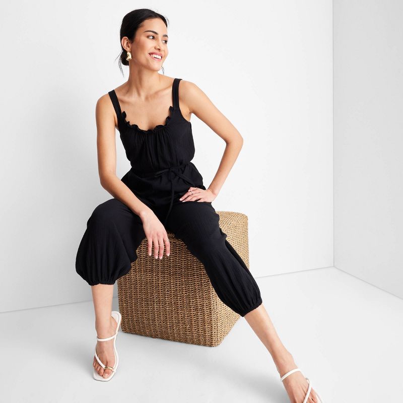 Women's Sleeveless Low Back Cord Jumpsuit - Future Collective™ with Jenny K. Lopez Black, 3 of 4