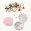 REGALWOVEN PU Leather Mini Portable Compact Round Jewelry Box Display Holder - 2 of 4