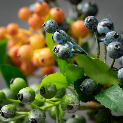 Outdoor Hardy Berry Stem Trio, 19.5" Multicolored Plastic