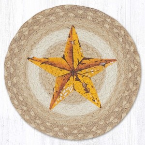 Earth Rugs Bold Yellow Star Table Mat – Handcrafted Jute Trivet for Dining Rooms - 1 of 3