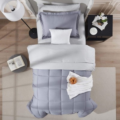 Twin Grey Reversible Microfiber Bed in a Bag Set