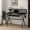Royal Hampton Tubular Metal Frame Computer Desk with 2 Shelves and Cup Holder, Black - 2 of 4