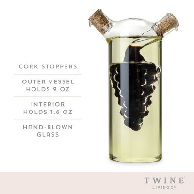 Twine Living Oil & Vinegar Cruet Bottle with Cork Stoppers, Olive Oil & Balsamic Vinegar Dispenser, Kitchen Gifts, Hand Blown Glass, 1.6 oz & 9 oz — фото 2
