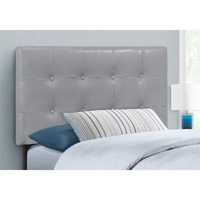 Gray Twin Upholstered Tufted Faux Leather Headboard