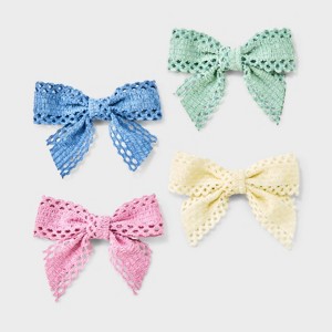 Girls' 4pk Lace Bow Clips Set - Cat & Jack™️: Fashion Hair Accessories, All Hair Types, Polyester - 1 of 4