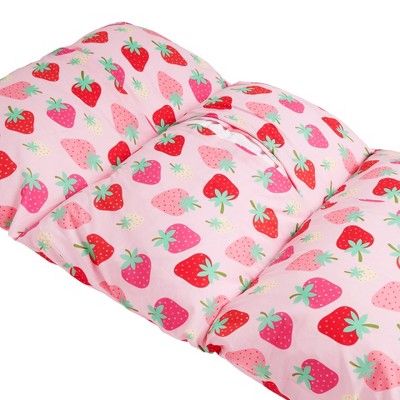 Strawberry Patch Pink Cotton Kids Pillow Lounger