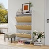 3-Drawer Shoe Cabinet with Bench - Narrow Freestanding Shoe Storage - 3 of 4