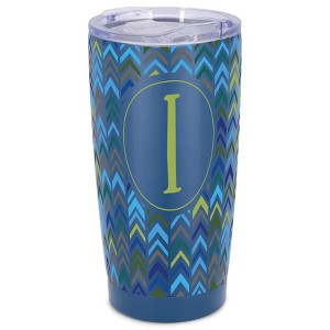 Elanze Designs I Monogram Herringbone Arrows Wrap-Around Design 20 Ounce Stainless Steel On-The-Go Coffee Mug, Thermal Travel Tumbler with Leak - 1 of 4