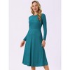 INSPIRE CHIC Women's Long Sleeve Round Neck Casual Stretchy A-Line Midi Dress - 2 of 4