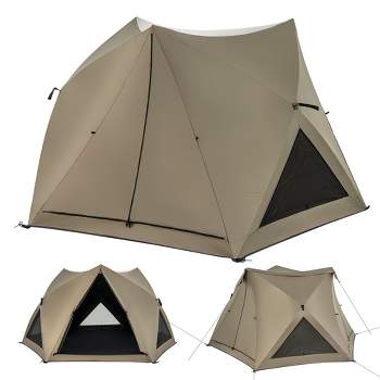 Costway Pop-up Camping Tent for 4/5/6 People with Rainfly Skylight 3 Doors 3 Windows