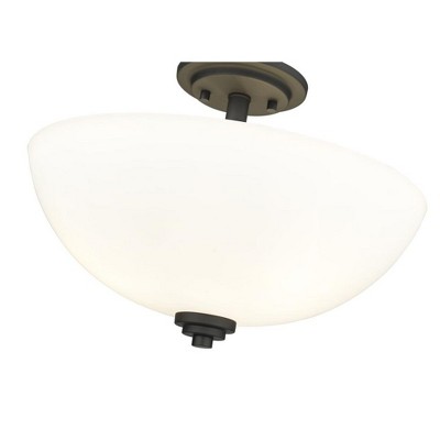 Ashton 11" Matte Black Dome Glass 3-Light Ceiling Fixture