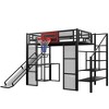 YOOCOZZ Full Size Metal Loft bed with Built-in Desk, Open Wardrobe, Basketball hoop, Slide and Staircase - 4 of 4