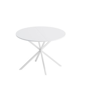NicBex Modern Round Dining Table with Two Piece Removable Top and Cross Leg,Off-White/Black/White - 1 of 4