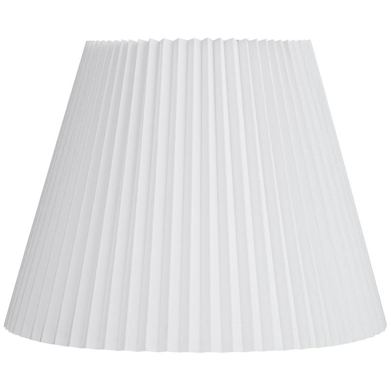 Springcrest Collection Knife Pleated Empire Lamp Shade White Large 11" Top x 19" Bottom x 14.5" Slant Spider with Replacement Harp and Finial Fitting, 1 of 9
