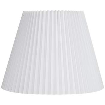 Springcrest Collection Knife Pleated Empire Lamp Shade White Large 11" Top x 19" Bottom x 14.5" Slant Spider with Replacement Harp and Finial Fitting