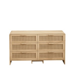 Chery Life 51.18'' Arc Shaped Corner Rattan Cabinet, 6-Drawers Rattan Storage Cabine, for Living Room - 1 of 4