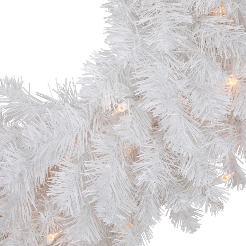 Northlight 24" Prelit Snow White Artificial Christmas Wreath - Clear Lights, 5 of 8