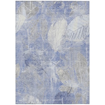 HomeRoots 3' X 5' Denim Blue And Ivory Floral Washable Indoor Outdoor Area Rug