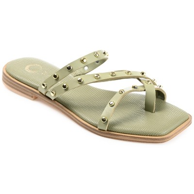 Journee Collection Womens Fanny Tru Comfort Foam Slide Low Block Heel Sandals Green 6.5
