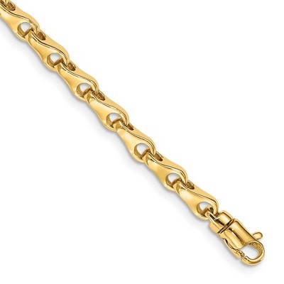Black Bow Jewelry 4mm 14K Yellow Gold Solid Fancy Link Chain Bracelet