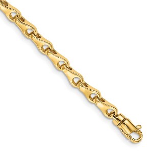 Black Bow Jewelry 4mm 14K Yellow Gold Solid Fancy Link Chain Bracelet - 1 of 3