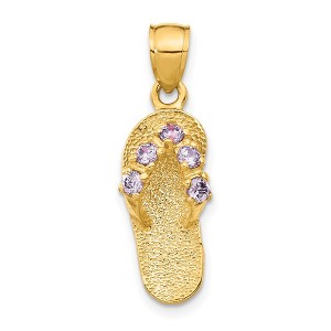 Black Bow Jewelry 14k Yellow Gold February Cubic Zirconia Birthstone Flip Flop Pendant - 1 of 4