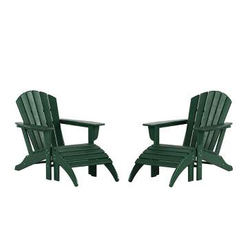 WestinTrends Dylan HDPE Outdoor Patio Adirondack Chairs with Ottomans (4-Piece Conversation Set)