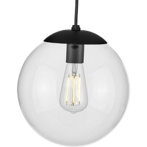 Progress Lighting, Atwell Collection, 1-Light, Pendant Light, Matte Black, Glass Globe Shade - 1 of 4