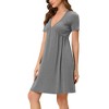cheibear Women's Deep V Neck Short Sleeve Soft Stretchy Pajama Dress - 2 of 4