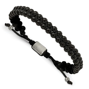 Chisel Stainless Steel Brushed Black Agate Black Nylon Adjustable Bracelet 6.5" to 9.5" - 1 of 3