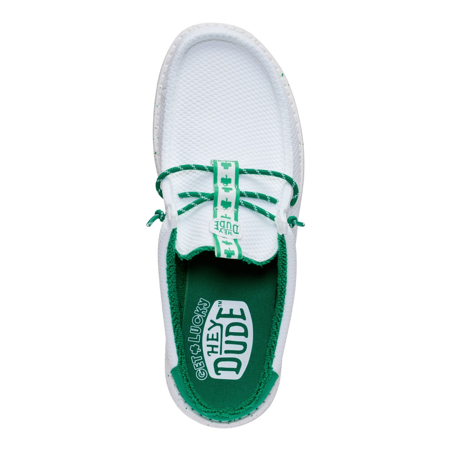 HEYDUDE Men Wally Slip Shamrock, White/Green, 10, цвет: Белый — фото 7
