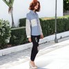 Anna-Kaci Women's Contrast Leopard Button Down Denim Shirts Long Sleeve Boyfriend Light Jacket with Two Pockets - 3 of 4