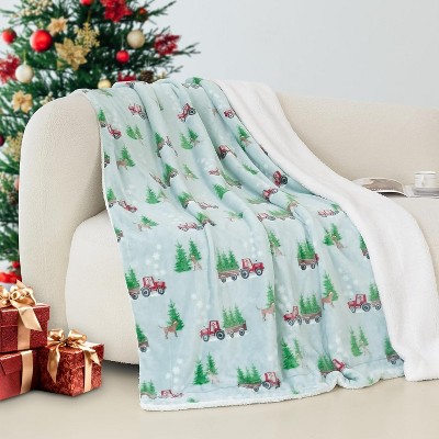Comfort Ultra-Plush Flannel Blanket Christmas Plaid Christmas Tree.
