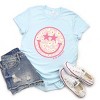 Simply Sage Market S.W.Smiley Floral Smiley Face Short Sleeve Tee - L - Ice Blue - 3 of 4