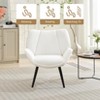 Modern Mid Century Accent Armchair, Corduroy Upholstered Single Sofa Chair with Arms, Wingback Reading Chair for Living Room, Bedroom, Office, White - 3 of 4