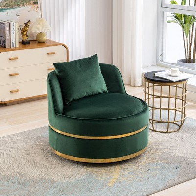 NicBex 360 Degree Swivel Accent Chair,Velvet Barrel Chair with Seat Cushion,Accent Chairs for Living Room,Bedroom,Office,Apartment