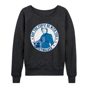 Women's - Star Wars - Luke Sykwalker Americana Lightweight French Terry Wide Neck Long Sleeve Shirt - 1 of 4