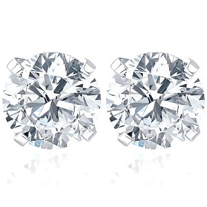 Pompeii3 Certified 1 1/2Ct TW Round Diamond Studs 14k Gold Lab Created - 1 of 4