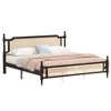 MAYEERTY Full Size Bed with Rattan Headboard, Two Storage Drawers, Rubber Wood Bed Brown - 3 of 4