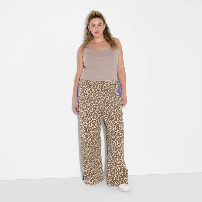Women's Leopard Print Pull-On Graphic Pants - Brown