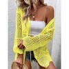 Womens Cardigan Spring Tops Sheer Lightweight Summer Cardigan Beach Cover Up Tops V Neck Lantern Sleeve Sweater Cardigan - 3 of 4