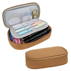 Wrapables Simple Large Capacity Double Compartment Pencil Case, Pencil Pouch for Stationery Tools - 1 of 4