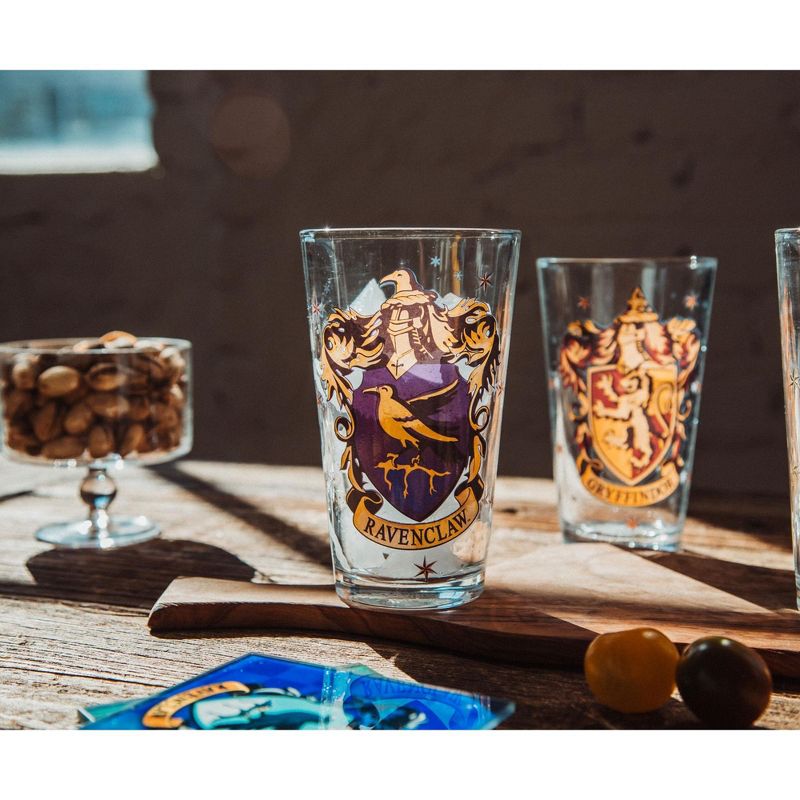 Silver Buffalo Harry Potter Hogwarts House Crests 16-Ounce Pint Glasses | Set of 4, 4 of 7