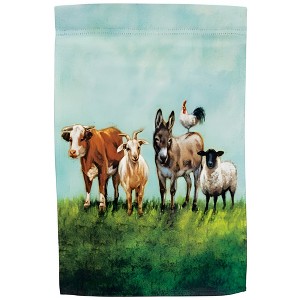 Slickblue Double-Sided Farm Animal Garden Flag – Features Cow, Goat, Donkey, Sheep, and Rooster, 18" x 12" - 1 of 4