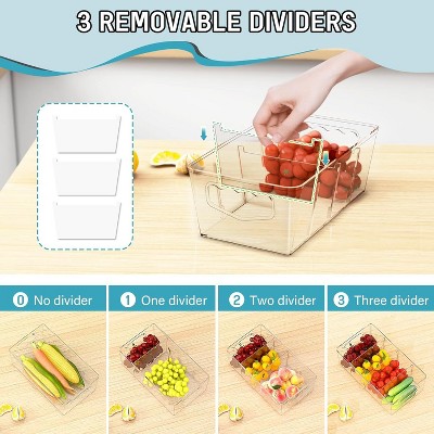 Tree City 4-Pack Clear Pantry Organizer Bins with Removable Dividers - Stackable Kitchen & Fridge Storage Containers — фото 3