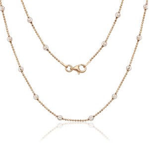 Links of Italy Sterling Silver 3.2mm D-C Moon Bead chain, w/Beads  - Available Sizes: 16  , 18  , 20  , 24  , 30  Inches - 1 of 2