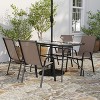 Merrick Lane 5 Piece Outdoor Dining Table Set for 4 with Glass-Top Patio Table and 4 Stack Chairs with Flex Comfort Material - 2 of 4