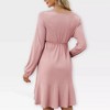 Womens Maternity Dress V Neck Long Sleeve Tie Waist Flowy Dress Midi Dress for Baby Shower Photography Fall Outfits for Maternity,Pink - 2XL - 2 of 4